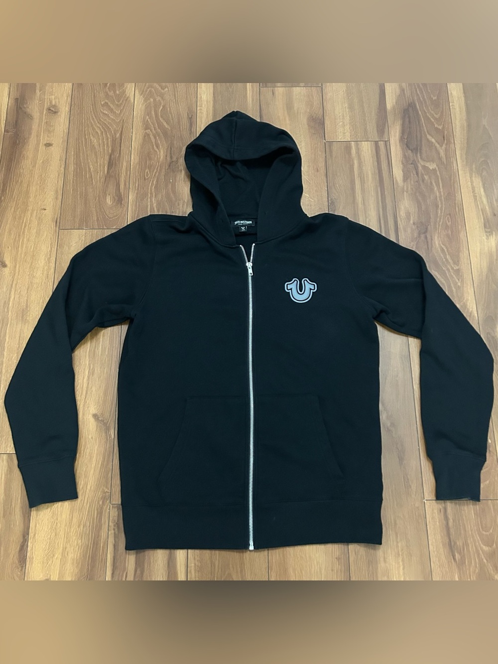 True Religion Men’s Black Hoodie Size Large Full Zip Excellent Condition